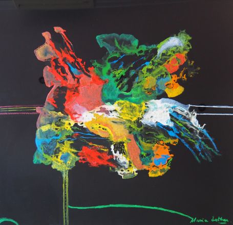 pintura abstracta de manchas multicolor