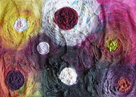 pintura de círculos de colores con textura